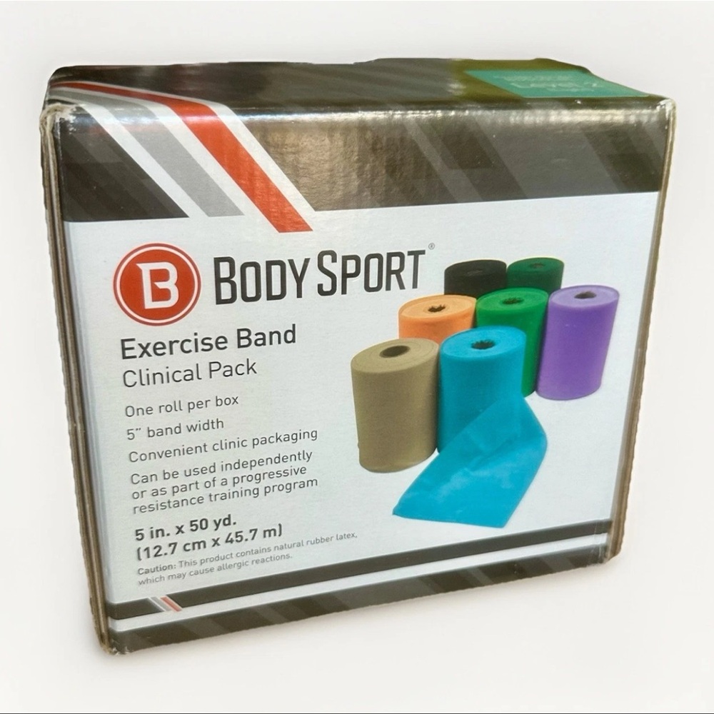 Body Sport Exercise Bands LIGHT/BLUE Tension Level  5” X50 Yd. Roll for Fitness